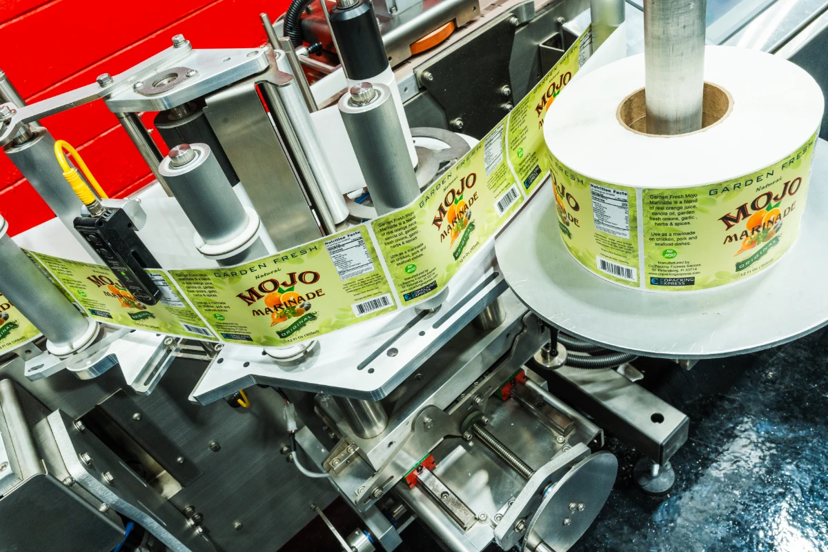 Co Packing Express label application equipment preparing food packaging